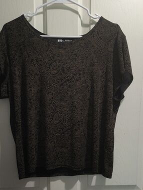 R&M Richards Black Short Sleeve Paisley Tee